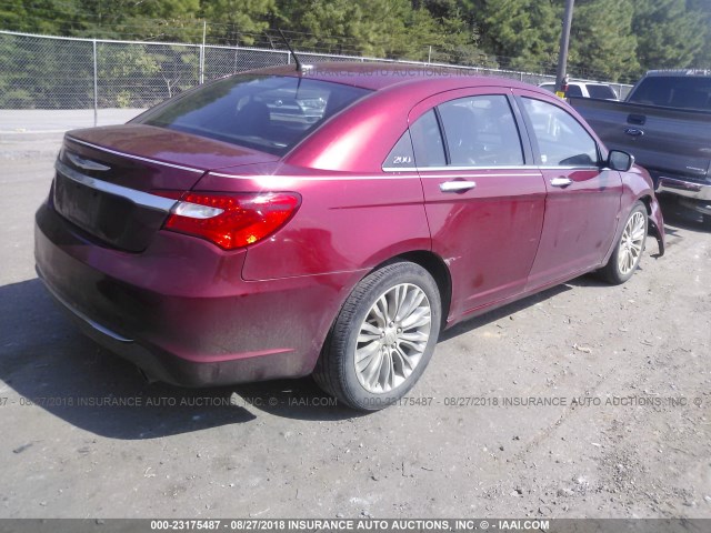 1C3CCBCG2DN513918 - 2013 CHRYSLER 200 LIMITED RED photo 4