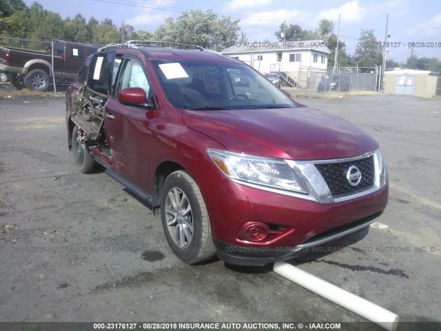 5N1AR2MM8DC603992 - 2013 NISSAN PATHFINDER S/SV/SL/PLATINUM RED photo 1