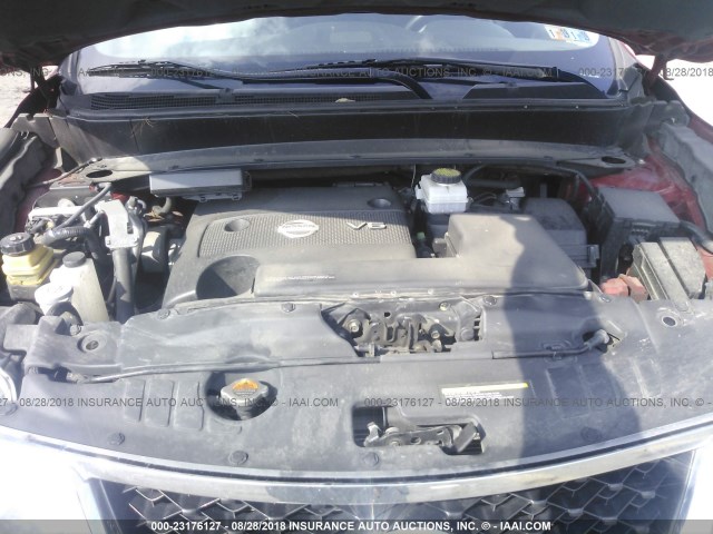 5N1AR2MM8DC603992 - 2013 NISSAN PATHFINDER S/SV/SL/PLATINUM RED photo 10