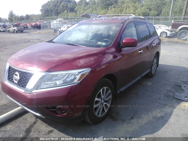 5N1AR2MM8DC603992 - 2013 NISSAN PATHFINDER S/SV/SL/PLATINUM RED photo 2