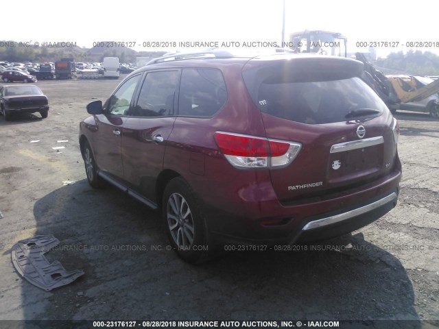 5N1AR2MM8DC603992 - 2013 NISSAN PATHFINDER S/SV/SL/PLATINUM RED photo 3