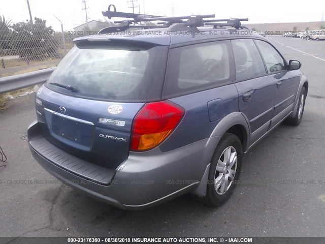 4S4BP61CX57363836 - 2005 SUBARU LEGACY OUTBACK 2.5I BLUE photo 4