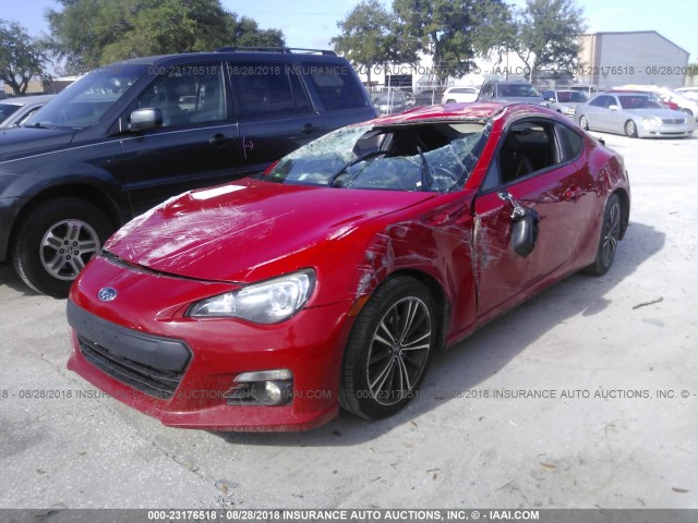 JF1ZCAC1XD1604637 - 2013 SUBARU BRZ 2.0 LIMITED RED photo 2