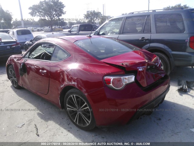 JF1ZCAC1XD1604637 - 2013 SUBARU BRZ 2.0 LIMITED RED photo 3