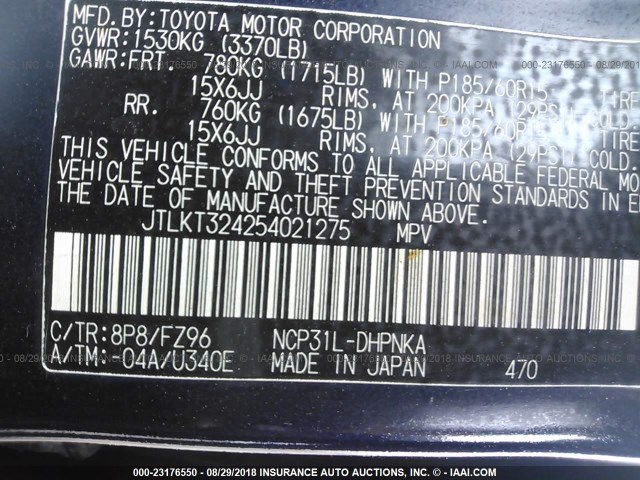 JTLKT324254021275 - 2005 TOYOTA SCION XB Қара фото 9