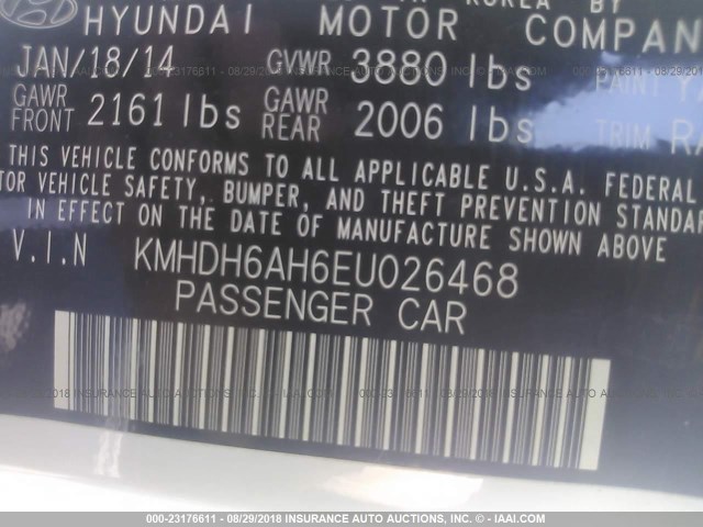 KMHDH6AH6EU026468 - 2014 HYUNDAI ELANTRA COUPE GS/SE WHITE photo 9