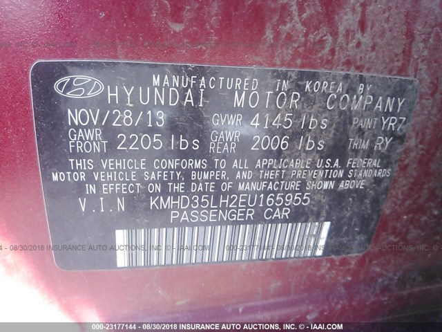 KMHD35LH2EU165955 - 2014 HYUNDAI ELANTRA GT RED photo 9