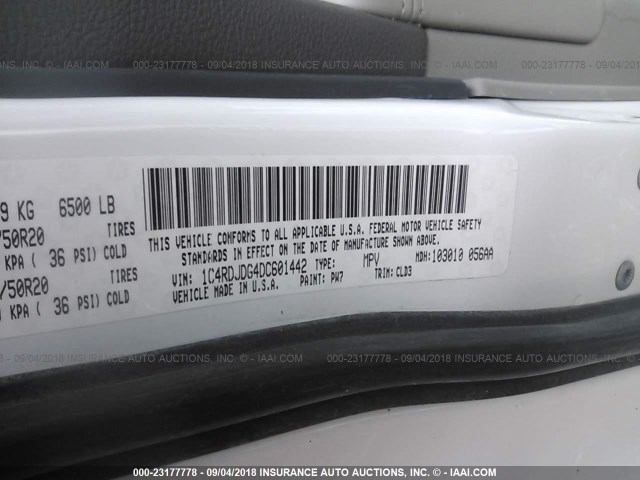 1C4RDJDG4DC601442 - 2013 DODGE DURANGO CREW WHITE photo 9