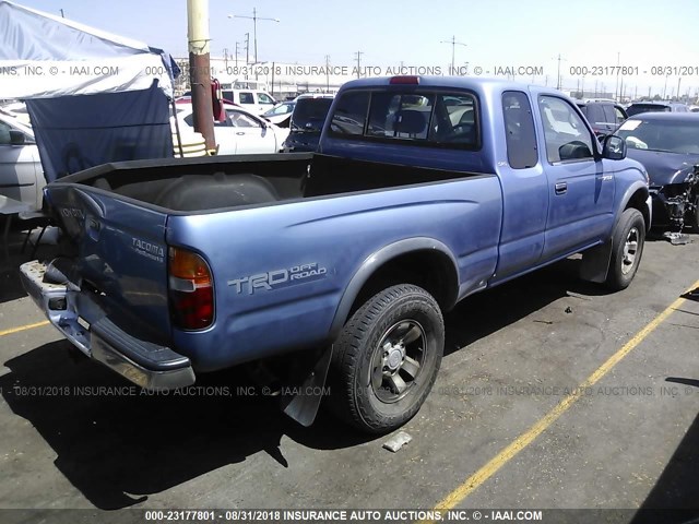 4TASN92N7YZ631094 - 2000 TOYOTA TACOMA XTRACAB PRERUNNER BLUE photo 4