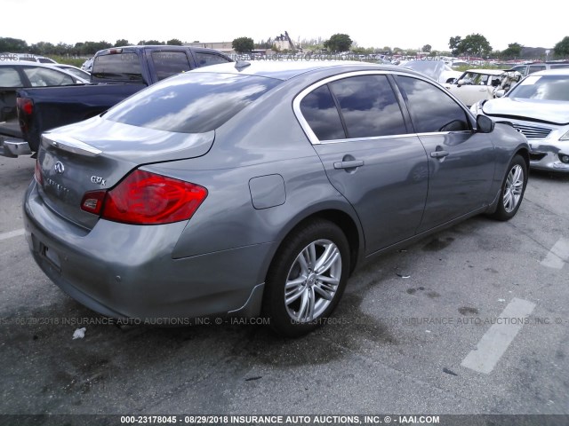 JN1CV6AR5AM455485 - 2010 INFINITI G37 GRAY photo 4