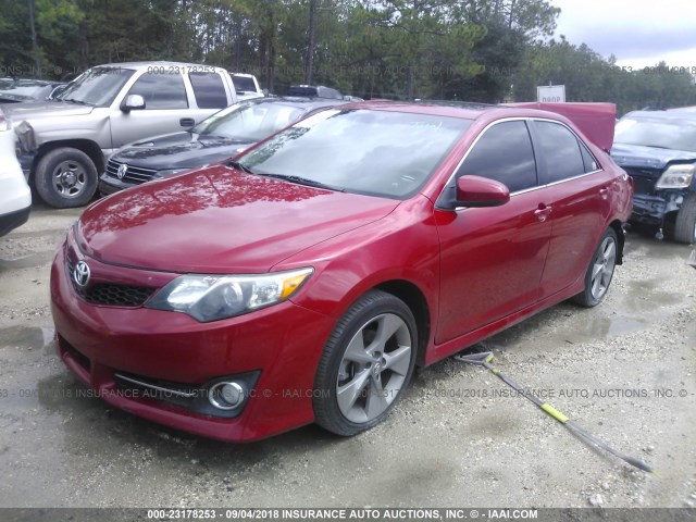 4T1BK1FK2DU527422 - 2013 TOYOTA CAMRY SE/XLE RED photo 2