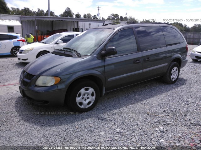 1B4GP243X2B522133 - 2002 DODGE GRAND CARAVAN SE GREEN photo 2