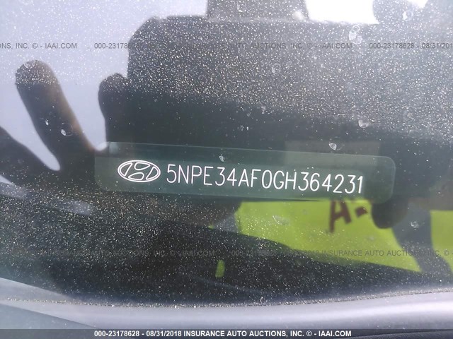 5NPE34AF0GH364231 - 2016 HYUNDAI SONATA SPORT/LIMITED WHITE photo 9