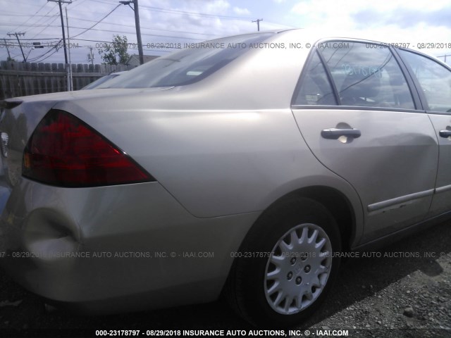 1HGCM56186A115254 - 2006 HONDA ACCORD VALUE TAN photo 6