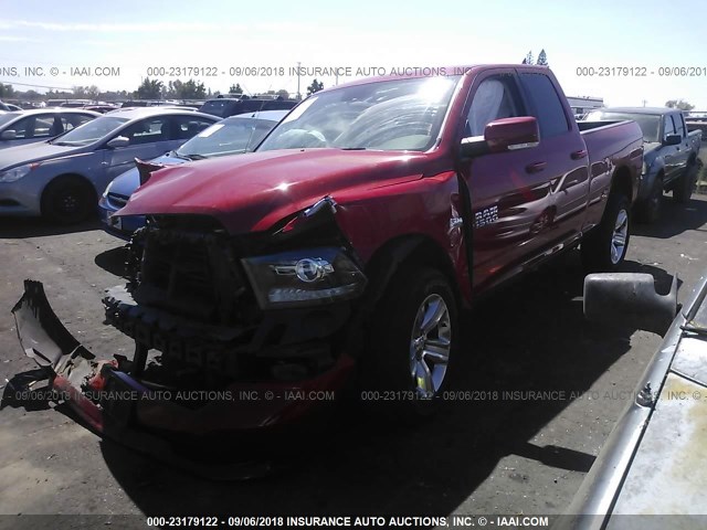 1C6RR7HT9GS323523 - 2016 RAM 1500 SPORT RED photo 2