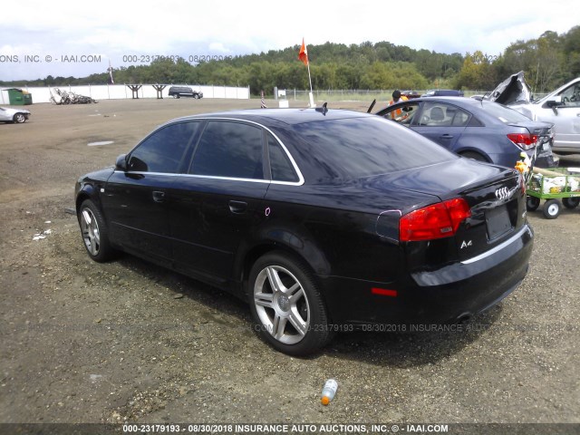 WAUAF78EX8A139499 - 2008 AUDI A4 2.0T BLACK photo 3