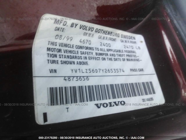 YV1LZ56D7Y2653574 - 2000 VOLVO V70 XC/SE BURGUNDY photo 9