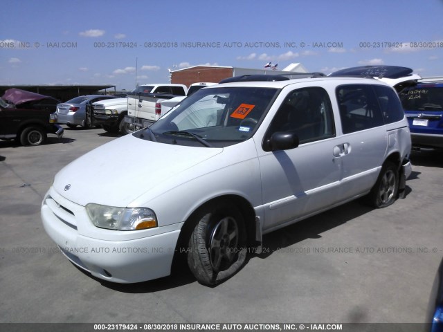 4N2ZN16T82D812686 - 2002 NISSAN QUEST SE WHITE photo 2