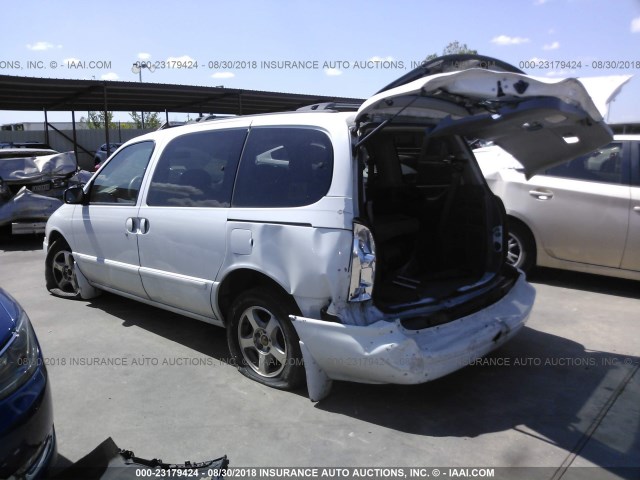 4N2ZN16T82D812686 - 2002 NISSAN QUEST SE WHITE photo 3