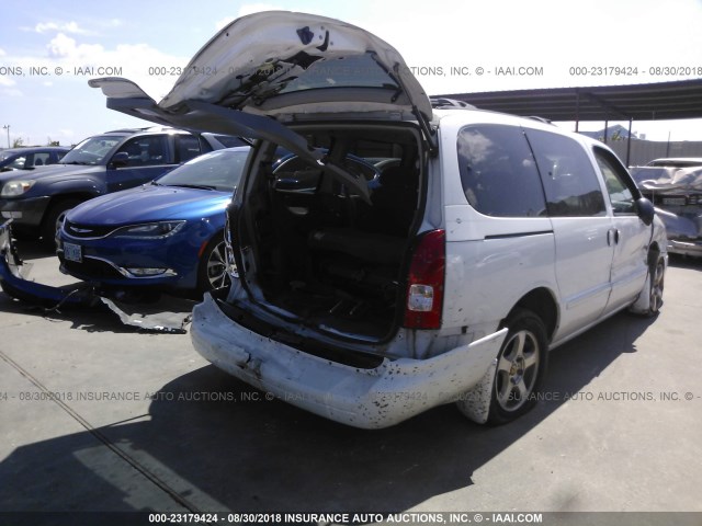 4N2ZN16T82D812686 - 2002 NISSAN QUEST SE WHITE photo 4