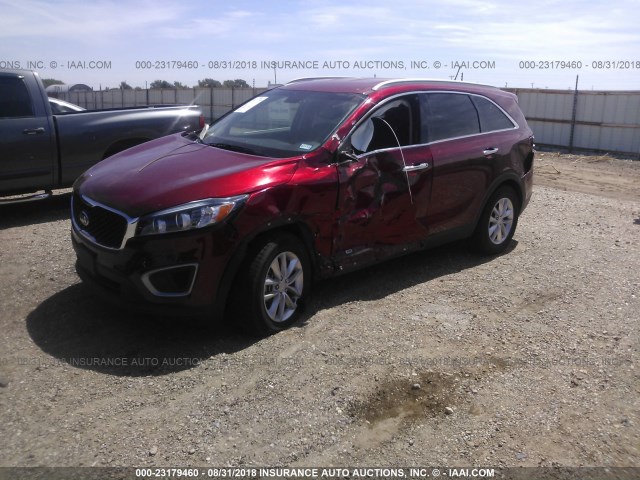 5XYPGDA53GG177187 - 2016 KIA SORENTO LX/L MAROON photo 2