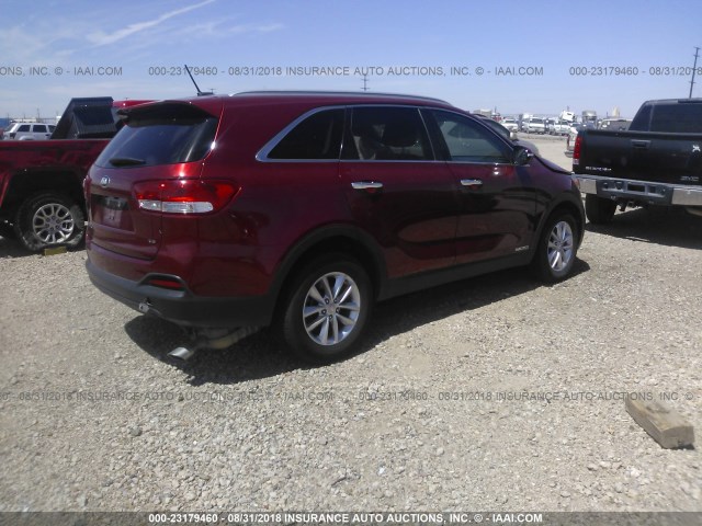 5XYPGDA53GG177187 - 2016 KIA SORENTO LX/L MAROON photo 4