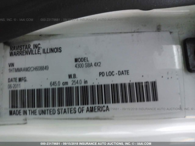 1HTMMAAM2CH608849 - 2012 INTERNATIONAL 4300 4300 BLUE photo 10