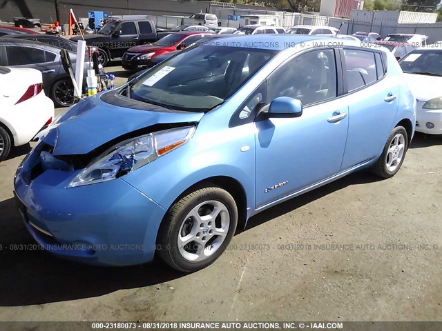 JN1AZ0CP8BT008757 - 2011 NISSAN LEAF SV/SL BLUE photo 2