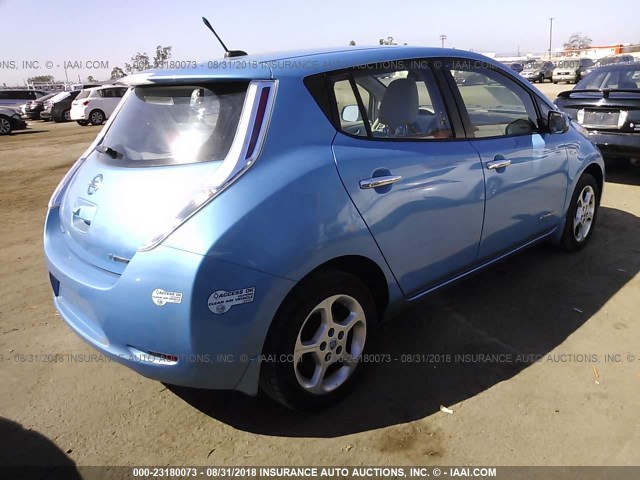 JN1AZ0CP8BT008757 - 2011 NISSAN LEAF SV/SL BLUE photo 4