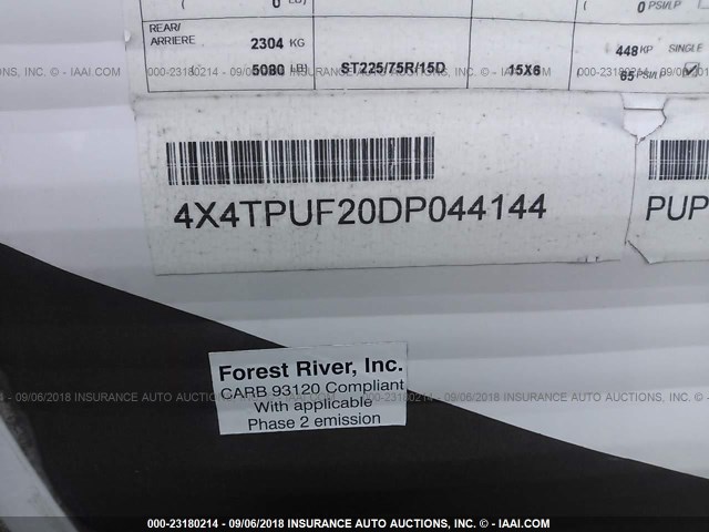 4X4TPUF20DP044144 - 2013 FOREST RIVER PUMA  白色 照片 9