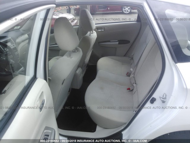 JF1GH61679H802563 - 2009 SUBARU IMPREZA 2.5I WHITE photo 8