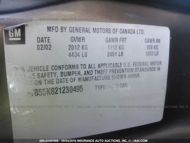 2G4WB55K821230495 - 2002 BUICK REGAL LS BROWN photo 9