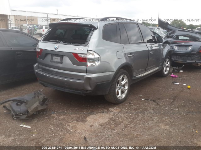 WBXPC93449WJ31387 - 2009 BMW X3 XDRIVE30I GRAY photo 4