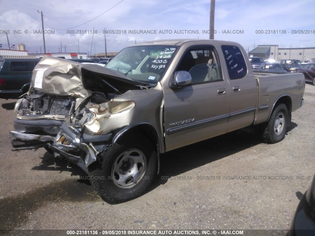 5TBRN34112S314973 - 2002 TOYOTA TUNDRA ACCESS CAB SR5 BEIGE photo 2