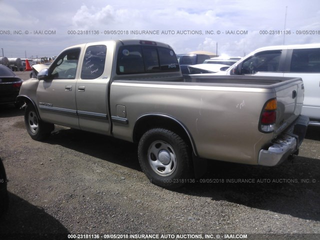 5TBRN34112S314973 - 2002 TOYOTA TUNDRA ACCESS CAB SR5 BEIGE photo 3