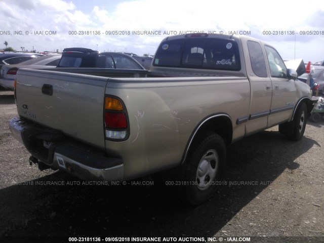 5TBRN34112S314973 - 2002 TOYOTA TUNDRA ACCESS CAB SR5 BEIGE photo 4