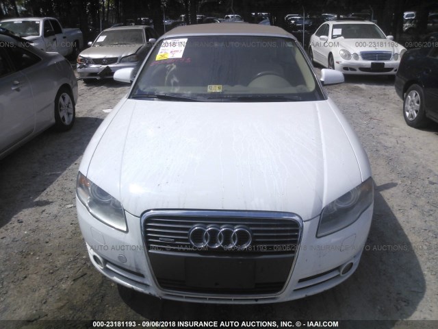 WAUDH48H97K016429 - 2007 AUDI A4 3.2 CABRIOLET QUATTRO WHITE photo 6