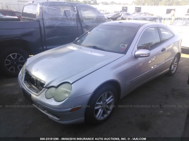 WDBRN40J83A492377 - 2003 MERCEDES-BENZ C 230K SPORT COUPE SILVER photo 2