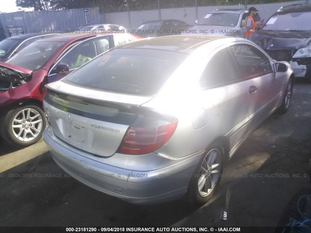 WDBRN40J83A492377 - 2003 MERCEDES-BENZ C 230K SPORT COUPE SILVER photo 4