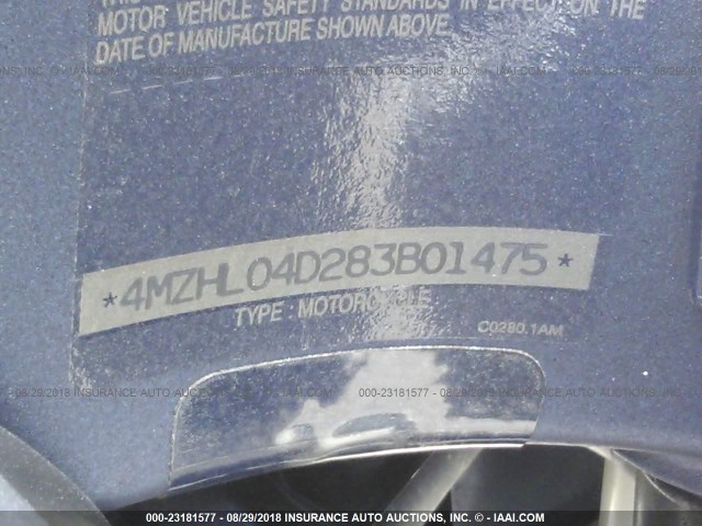 4MZHL04D283B01475 - 2008 BUELL 1125 R BLUE photo 10