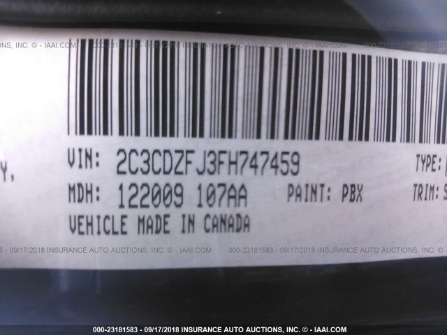 2C3CDZFJ3FH747459 - 2015 DODGE CHALLENGER R/T SCAT PACK BLUE photo 9
