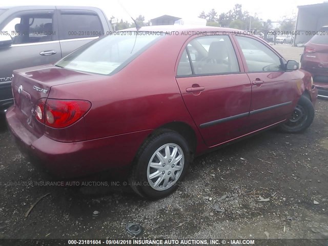 JTDBR32E360073140 - 2006 TOYOTA COROLLA CE/LE RED photo 4