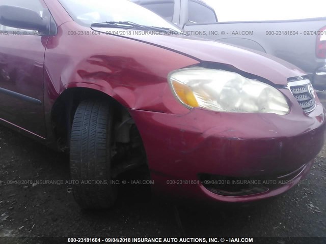 JTDBR32E360073140 - 2006 TOYOTA COROLLA CE/LE RED photo 6