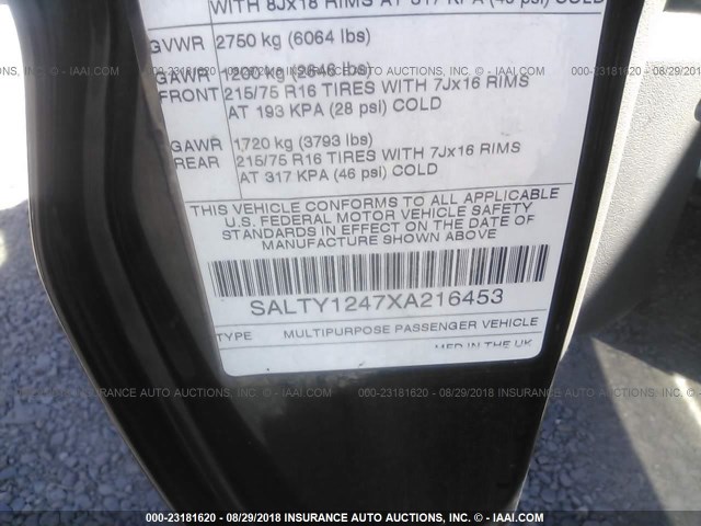 SALTY1247XA216453 - 1999 LAND ROVER DISCOVERY II  Սև լուսանկար 9