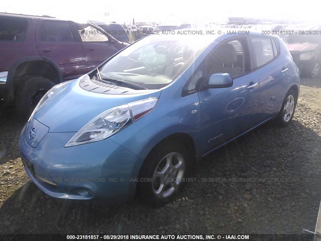 JN1AZ0CP6BT000902 - 2011 NISSAN LEAF SV/SL BLUE photo 2