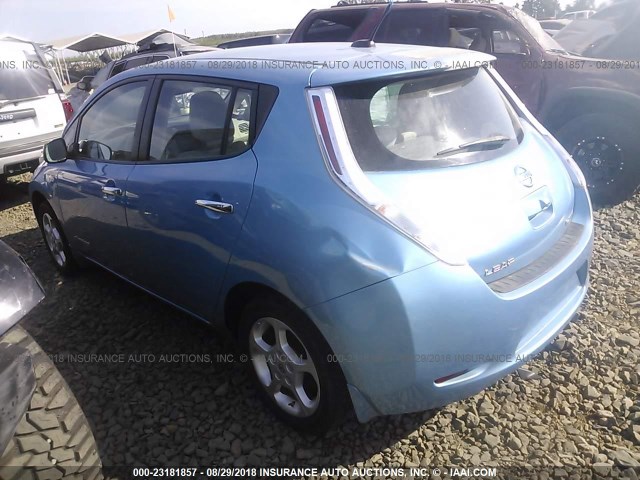 JN1AZ0CP6BT000902 - 2011 NISSAN LEAF SV/SL BLUE photo 3