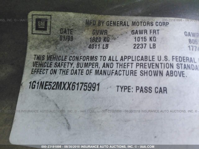 1G1NE52MXX6175991 - 1999 CHEVROLET MALIBU LS Bej foto 9