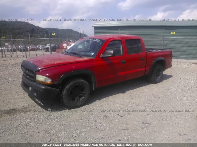 1B7HL2AN21S295172 - 2001 DODGE DAKOTA QUAD RED photo 2