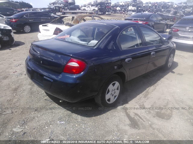 1B3ES26C13D140604 - 2003 DODGE NEON SE BLUE photo 4