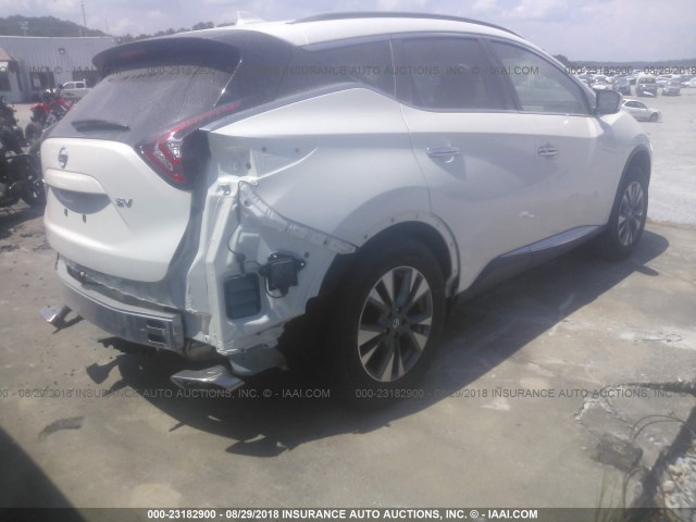 5N1AZ2MG7JN113523 - 2018 NISSAN MURANO S/SL/SV/PLATINUM WHITE photo 4